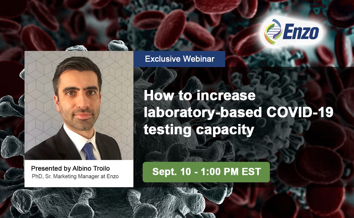 EnzoLifeSci's tweet photo. Are you looking to increase your COVID-19 laboratory testing capacity? Join our webinar, we have a solution for your lab. 
 https://t.co/gky0tYgDiL - #COVID19testing #increasedcapacity #laboratoryefficiency https://t.co/mZI7iv9WsC