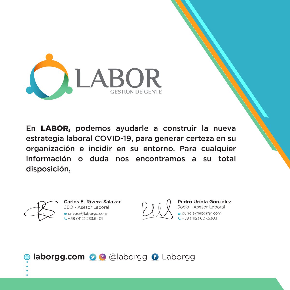 LaborGG's tweet image. #LaborGG: Somos una firma especializada en el manejo de relaciones laborales. Actualmente nuestro equipo se encuentra trabajando en forma remota para brindarle nuestros servicios de asesoría jurídica laboral.