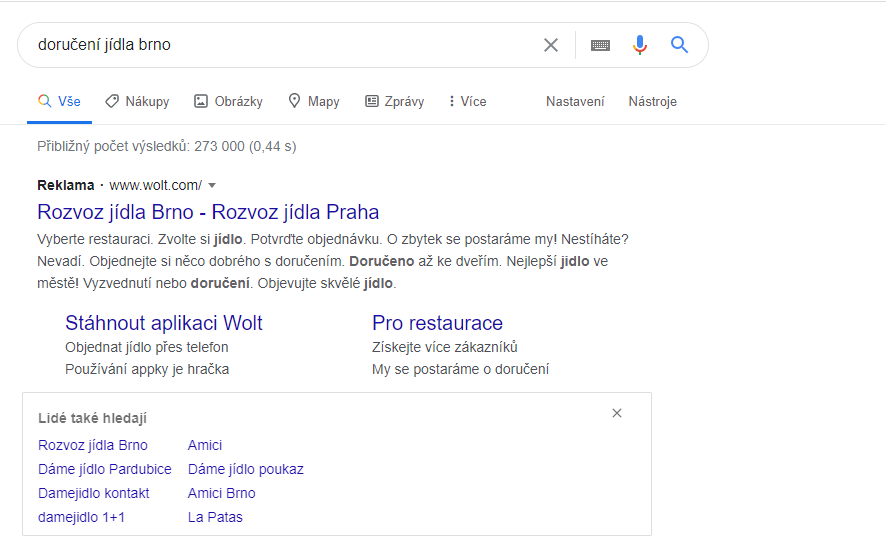NeckaDo's tweet photo. To už jsou PPCčkaři (alespoň ti co dělají Wolt) tak líní i oddělit dotazy na Brno od Prahy? Nebo jen vymýšlet inzeráty..? #PPC https://t.co/tdG3JJMAEc