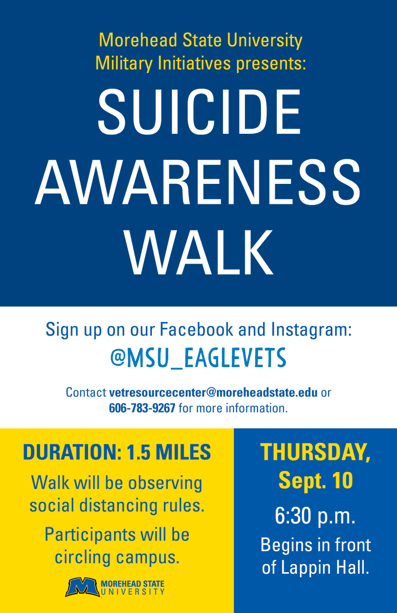 moreheadstate's tweet photo. MSU Military Initiatives to host Suicide Awareness Walk - https://t.co/nEEhCVre3z https://t.co/sLAvUnq9Ll