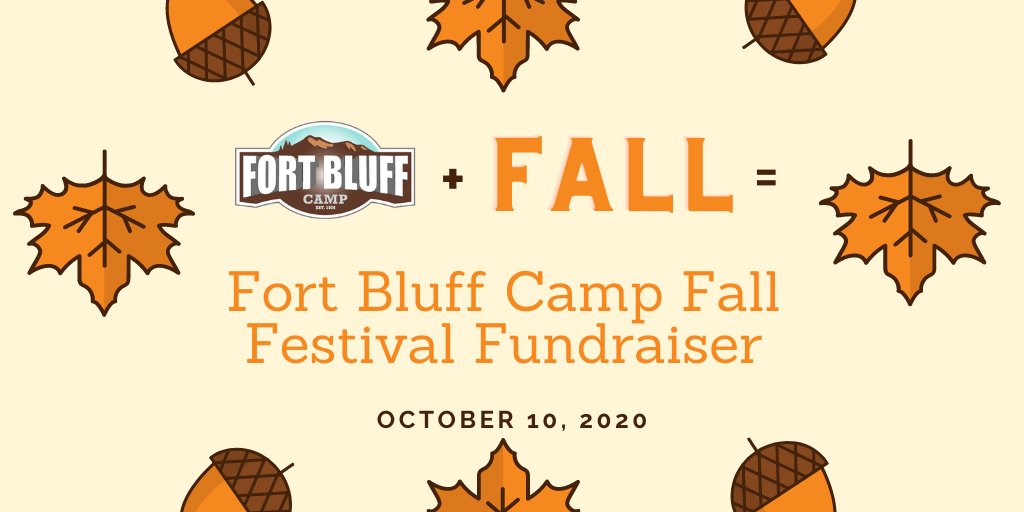 FortBluffCamp's tweet photo. Looking for a fun fall festival? Come check out Fort Bluff Camp’s Fall Festival Fundraiser on October 10 from 10am-4pm!  Adults $6, Kids (4-18) $3, Kids 3 &amp; under Free

Games • Family Photos • Hayrides • Bowl of Chili • Pumpkin Carving • Face Painting • &amp; Much More! https://t.co/KD2ybMtCmo