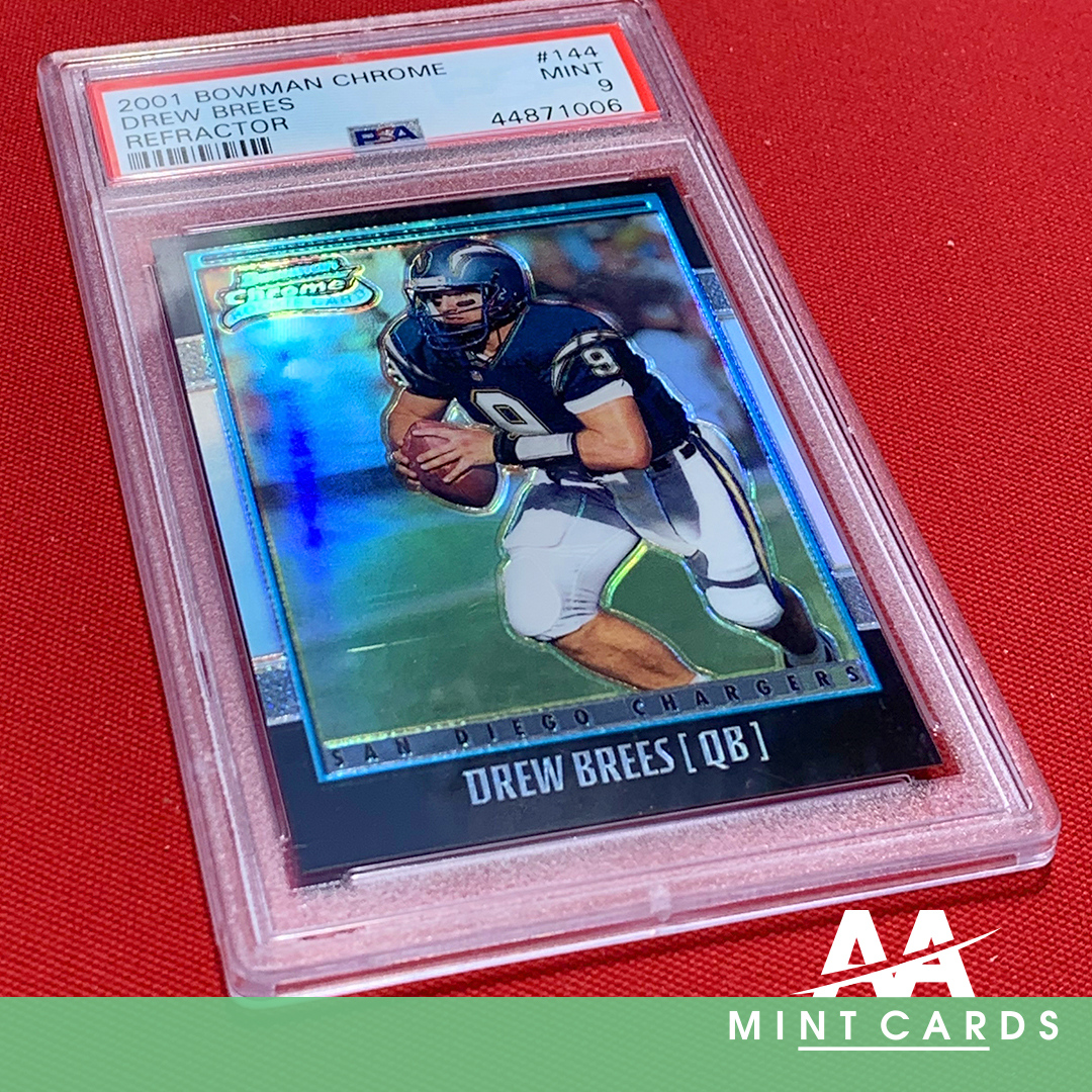 AAMintCards's tweet image. ⭐PSA mint rating 9⭐ 2001 Bowman #Chrome #RefractorCard #Chargers @DrewBrees later to be traded to the #NewOrleansSaints and become a #SuperBowl #Champion. Buy this and more at our store: aamintcards.com
.
.
.
.
.
#mintCondition #aamintcards #NFL #QB #PSA #Beckett