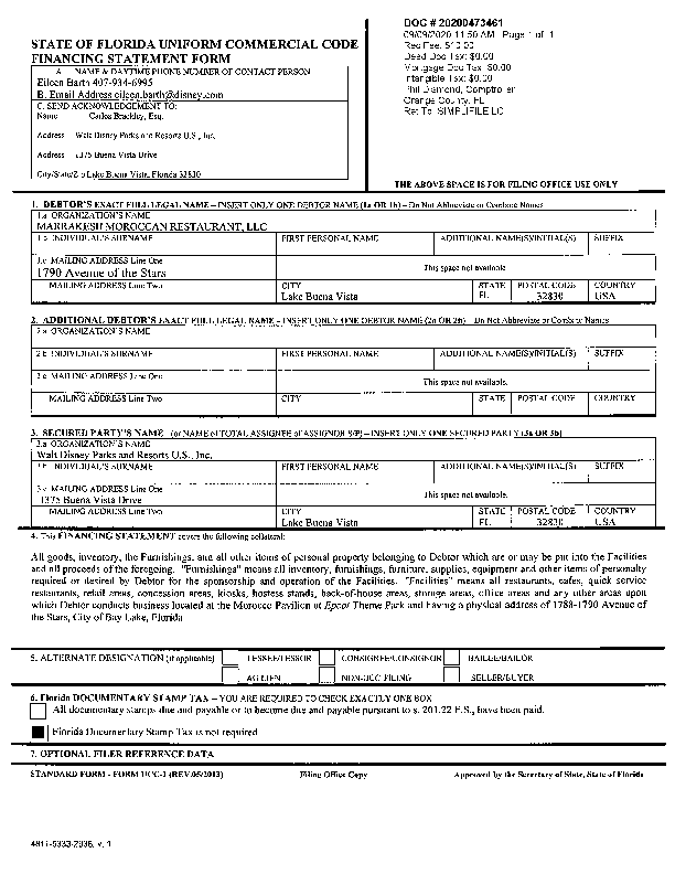 Walt Disney World Automated Permit Bot on X:  walt-disney-world-automated-permit-bot-on-x-new-financing-statement-doc-20200473461-grantor-marrakesh-moroccan-restaurant-llc-grantee-walt-disney-parks-and-resorts-u-s-inc-url-https-t-co-c3xbywr06m-https-t-co-jiy0im9ewo-x