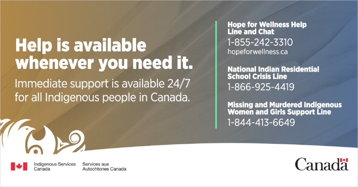 GCIndigenous's tweet photo. (1/4) If you or someone you know is in crisis, help is available. Experienced and counsellors are ready to connect with you by phone and online. https://t.co/LiMxcSwFzC