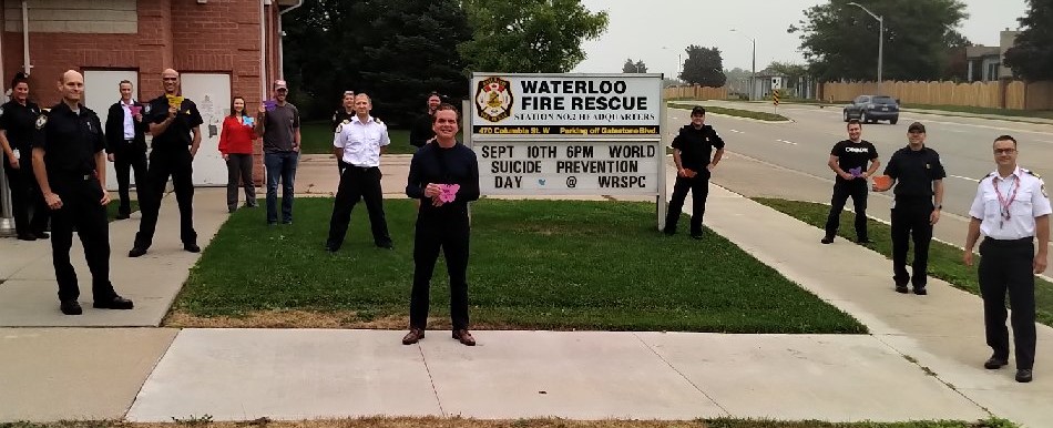 Waterloo_Fire's tweet photo. Tomorrow Sept. 10th is #WorldSuicidePreventionDay . Celebrating this great day today! #mentalhealth #StaySafeStayHealthy @richardhepditch @rschube04 https://t.co/LIWf8GBBhy