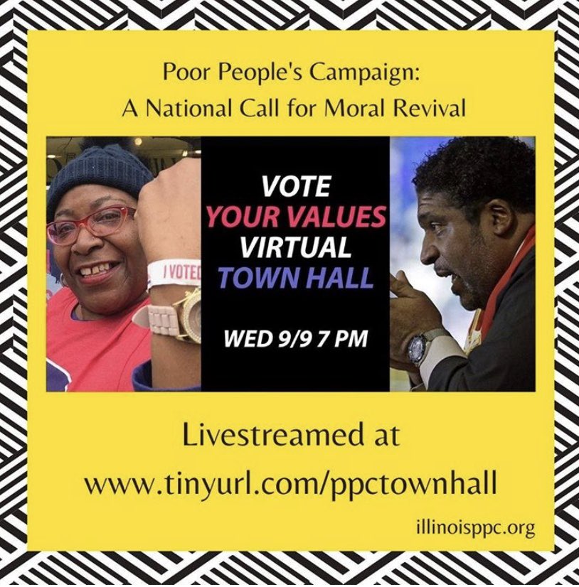 TheShanaEast's tweet photo. TONIGHT AT 7pm CDT, I’ll be speaking on the “Vote Your Values” panel repsresenting @IllinoisPPC alongside @RevDrBarber! You can watch the livestream then at: https://t.co/2j7UgAyKL6 #PoorPeoplesCampaign #UniteThePoor https://t.co/FhnFHitrg9