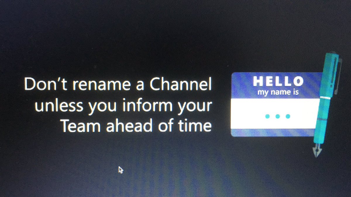 You probably don‘t need as many Channels you think you do. 

Very good advices from <a href="/thatmattwade/">Matt Wade</a> at #TeamsCommunityDay 

Let‘s talk about everyday etiquette in #MicrosoftTeams 

<a href="/TeamsDay/">TeamsCommunityDay</a> #TeamAdoption