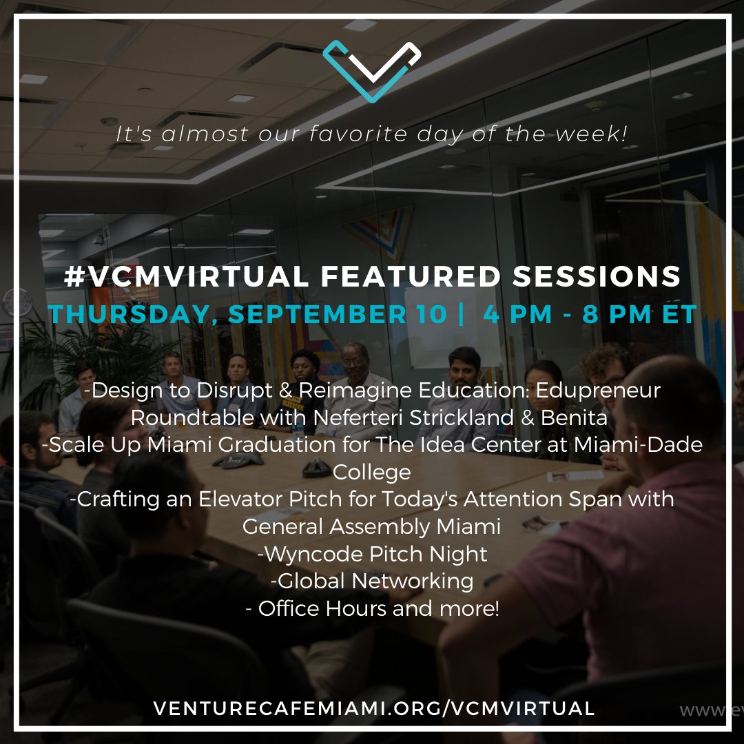 Momentum305's tweet photo. WE'RE BACK! Join us tomorrow as we reconvene for #VCMVirtual. Visit the link in our bio to view the full lineup, sign-up for office hours and more! https://t.co/pOQahSLhud
