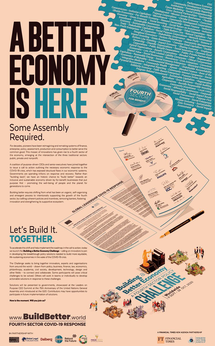 I am supporting the Global Policy Hackathon (as seen in the <a href="/FT/">Financial Times</a> yesterday). With a rising fourth sector, we can #BuildABetterEconomy, emerging into a post-COVID world that is inclusive, resilient, sustainable and leaves no one behind. buildbetter.world/vision