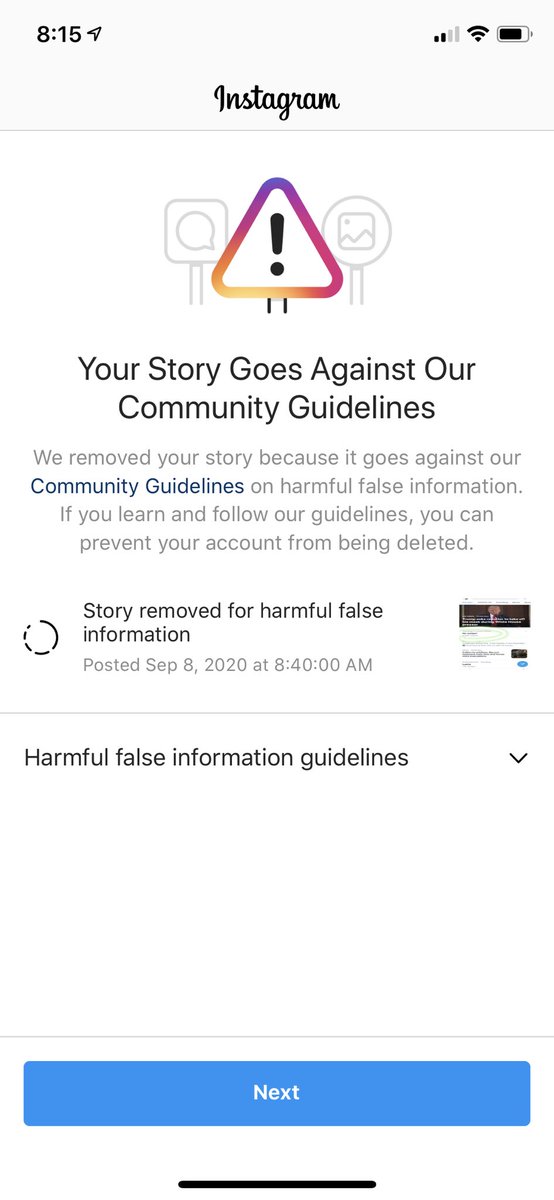 adam22's tweet photo. I got my Instagram post deleted for “harmful false information” because I posted a screenshot of the twitter trending page https://t.co/j578lkmlpz