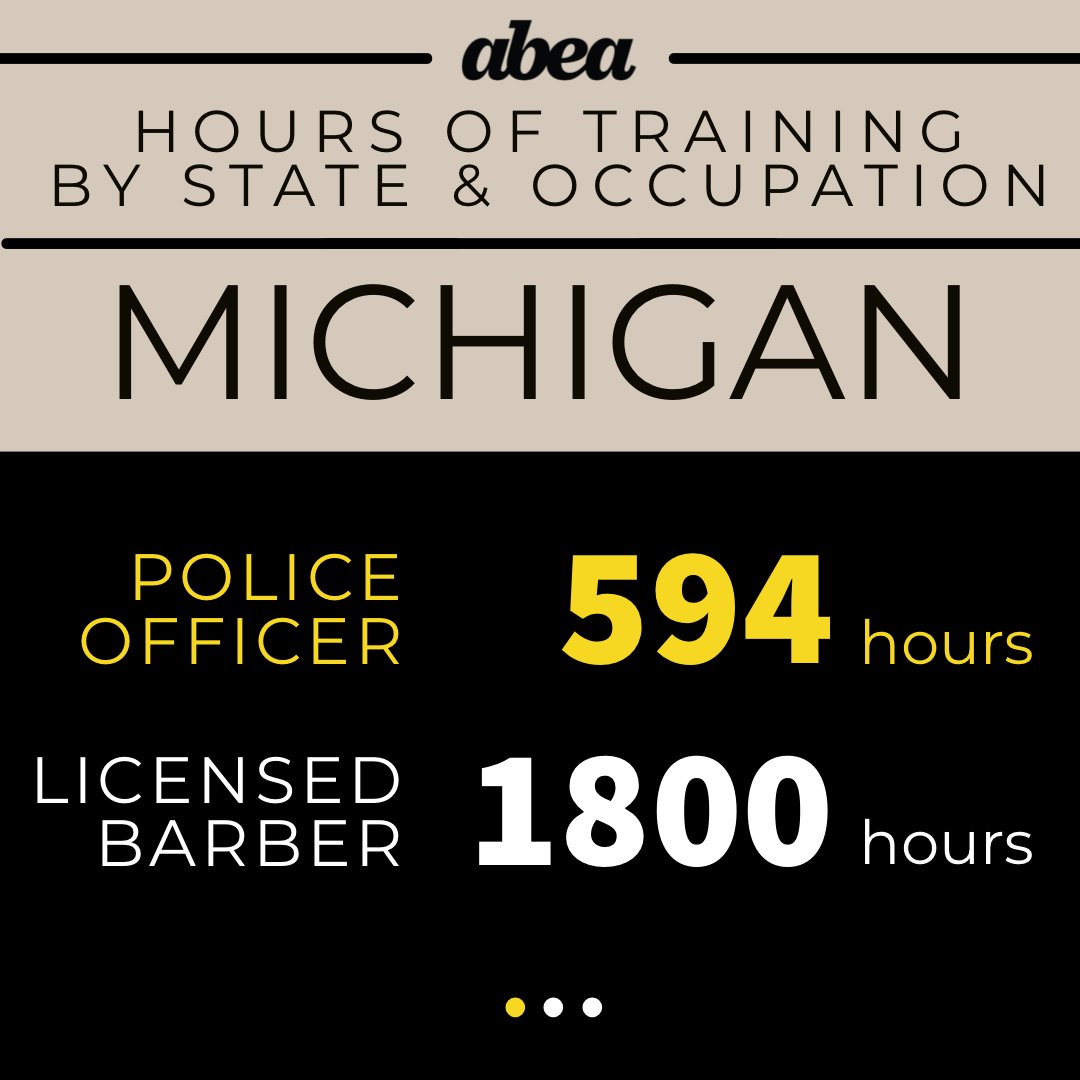 abeabeauty's tweet photo. #Didyouknow States require more hours of training to be a licensed beauty professional than to earn a badge? Yes, that's facts! So every time there's a #policeshooting taking another #blacklife, remember #thisisamerica where barbers have more regulations than police officers #wtf https://t.co/NIEzGzzHcG