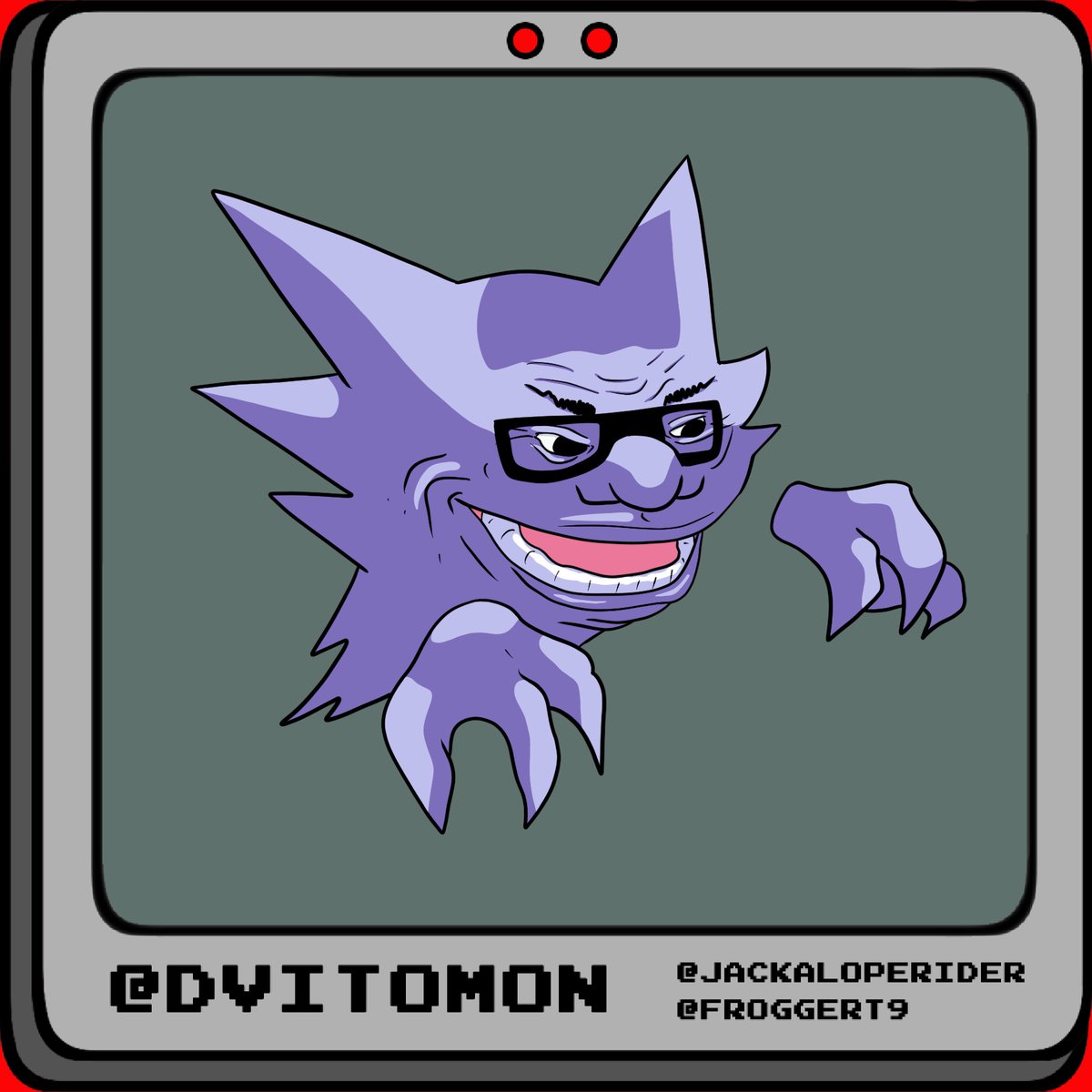 DeVitomon's tweet photo. If a HAUNTER beckons you while it is floating in darkness, don’t approach it. This POKéMON will try to lick you with its tongue and steal your life away.
RT if you’d let this spooky boi give you a big lick!
#DeVitomon
#DannyDeVito
#Pokemon https://t.co/KiZs0Vn84Y
