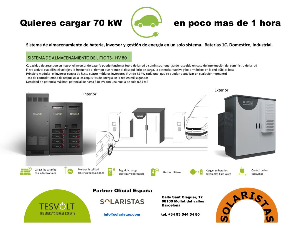 Solaristas's tweet photo. Cargar 70 kW en 1 Hora https://t.co/3vXmjMvt1Z