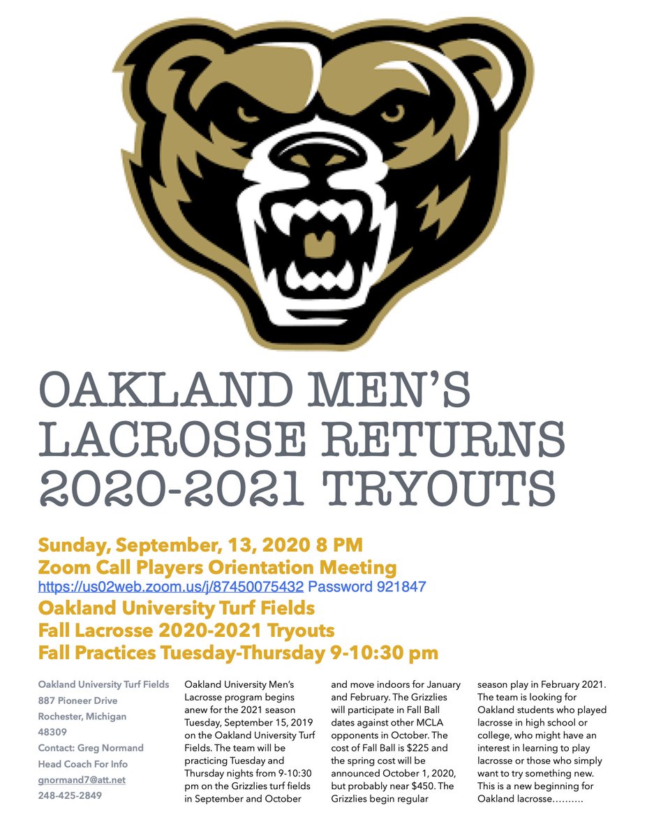 Oakland Men's Lacrosse (@oaklandulax) on Twitter photo 