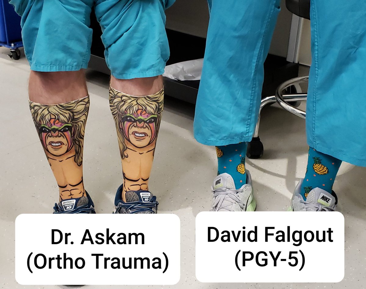 These residents really need to step up their sock game..just saying.  <a href="/BradAskamMD/">Brad Askam, MD</a> for the win. #OrthoMatch2021 #orthosocks