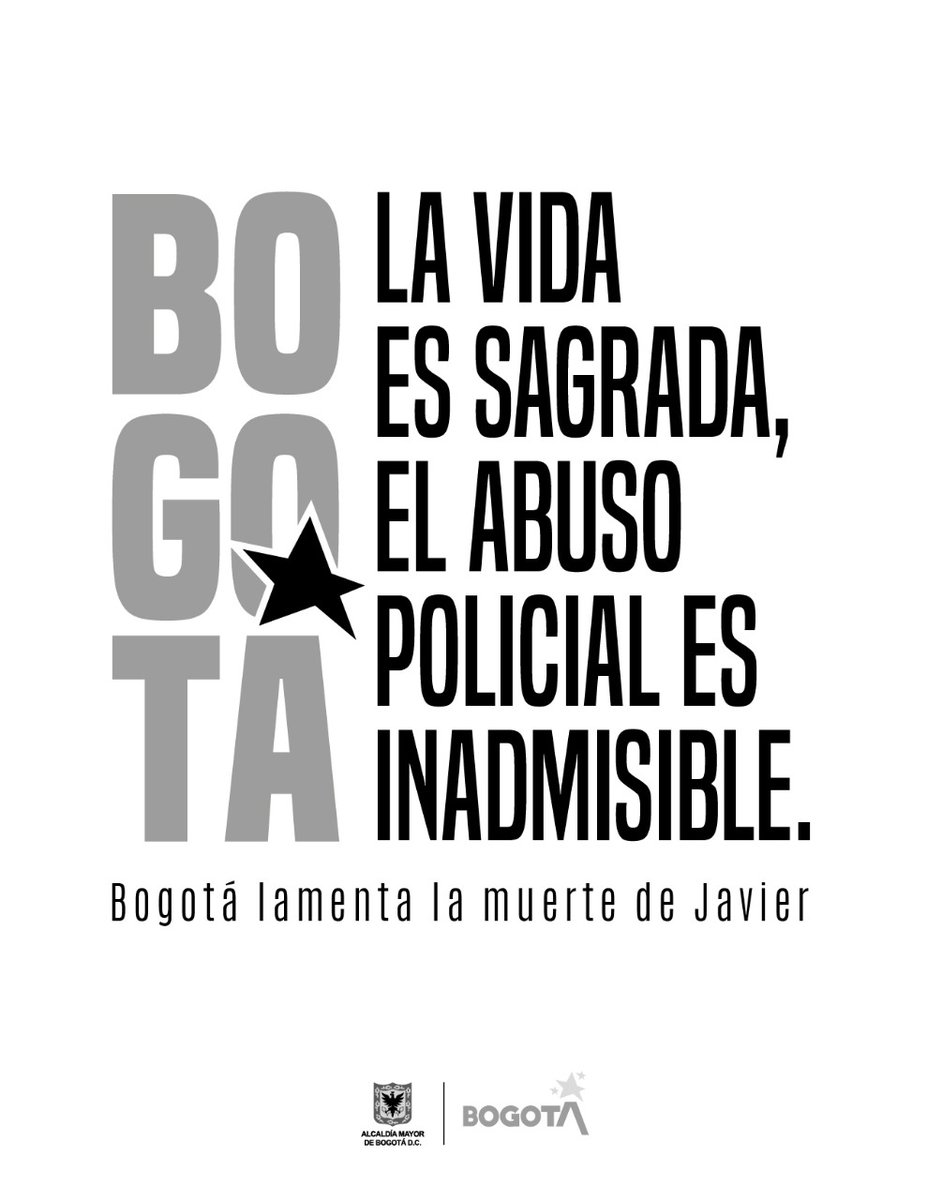 Educacionbogota's tweet photo. En Bogotá respetamos la vida. 

Rechazamos el abuso policial y cualquier acto de violencia. 

Lamentamos la muerte de Javier Ordóñez. Solidaridad con su familia. https://t.co/czmM6OjLpA