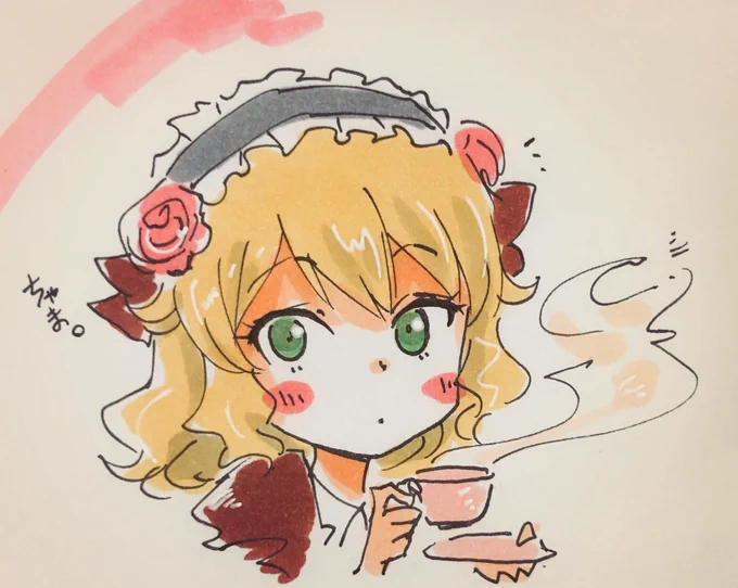 今日のちゃま。のラクガキ。ティータイムちゃま。 