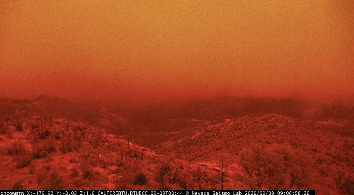 Cal_OES's tweet photo. #NotMars. Image 1 - Looking southeast towards the east side of Lake Oroville from Bloomer Lookout. Image 2 - Looking south from Concow Mountain. Imagery via @AlertWildfire network of fire watch cameras. https://t.co/MLXKQet653