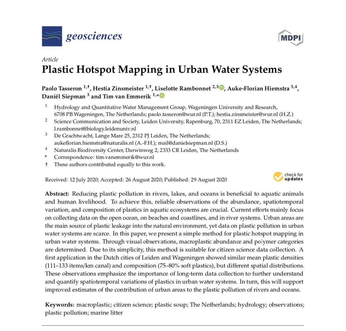 AukeFlorian's tweet photo. Hot of the press, a plastic hotspot map of Leiden! 🔥 Knowing these places where litter accumulates will result in more efficient clean-up sessions! Happy to have contributed 💪 https://t.co/Ixq14MBWh1 (open access!) https://t.co/n84FkN1LUF