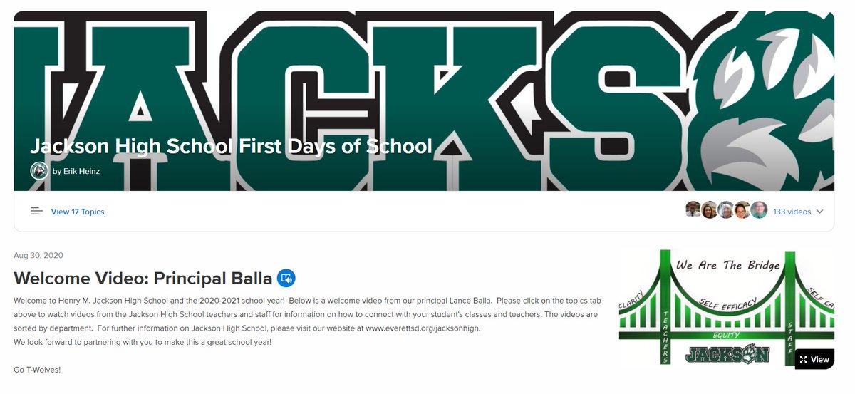 HMJacksonHS's tweet photo. Check out JHS' "First Days of School" Flipgrid page!  See videos from your teachers and support staff along with a welcome message from @EPS_TWolfBalla.  Welcome Back!     https://t.co/6EQOfwRqjX 

@DrIanBSaltzman @EPS_DeputySupt @EPS_SouthRegion @DrShelleyBoten https://t.co/mWFpN5OKVp