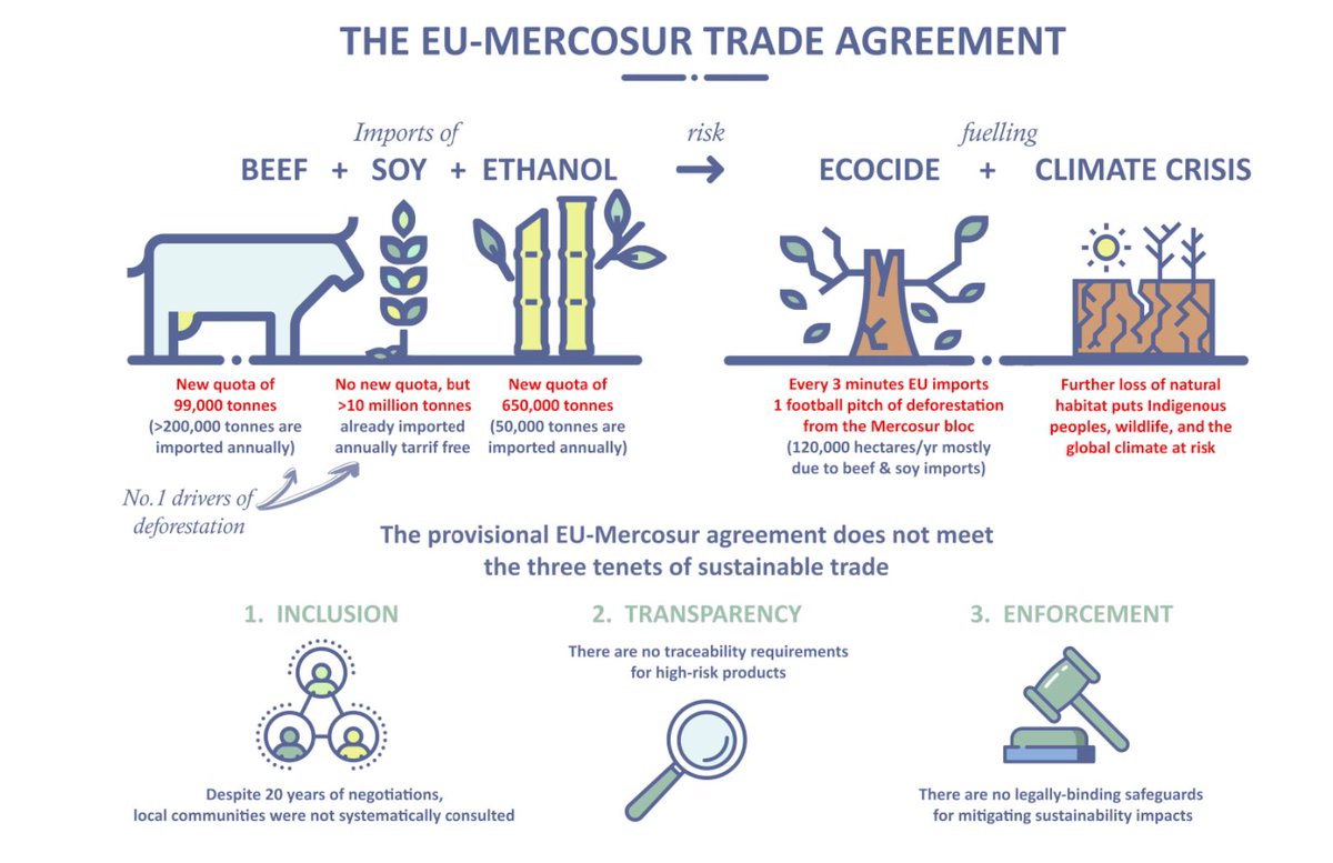 It's crucial that we fix this problem, even without the  #EUMercosur deal - imports from the Mercosur bloc to the EU *already* result in deforestation equivalent to 1 football pitch every 3 minutes.