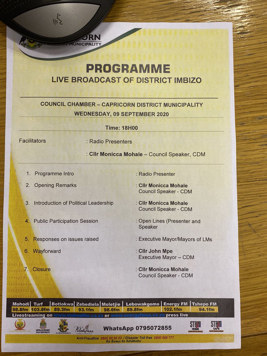 MLMunicipality's tweet photo. The Mayor of Molemole LM today takes part in the Capricorn District Virtual District Imbizo. Please tune in and take part. https://t.co/7Cp6qoQ3gv