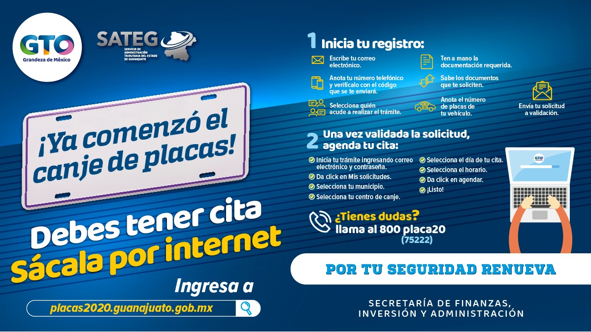 gobgente's tweet photo. El #CanjeDePlacasGTO es gratuito del 1 de septiembre al 31 de diciembre de 2020. 📅 Sigue estos pasos para realizar el canje.🧐

Ingresa aquí e inicia tu trámite
👉 https://t.co/CvEr5a1Q8Y

Para cualquier duda comunícate al ☎ 800 75 222 20. #UnidosSomosGrandeza @Sfiagto https://t.co/Xa7iIjhosk
