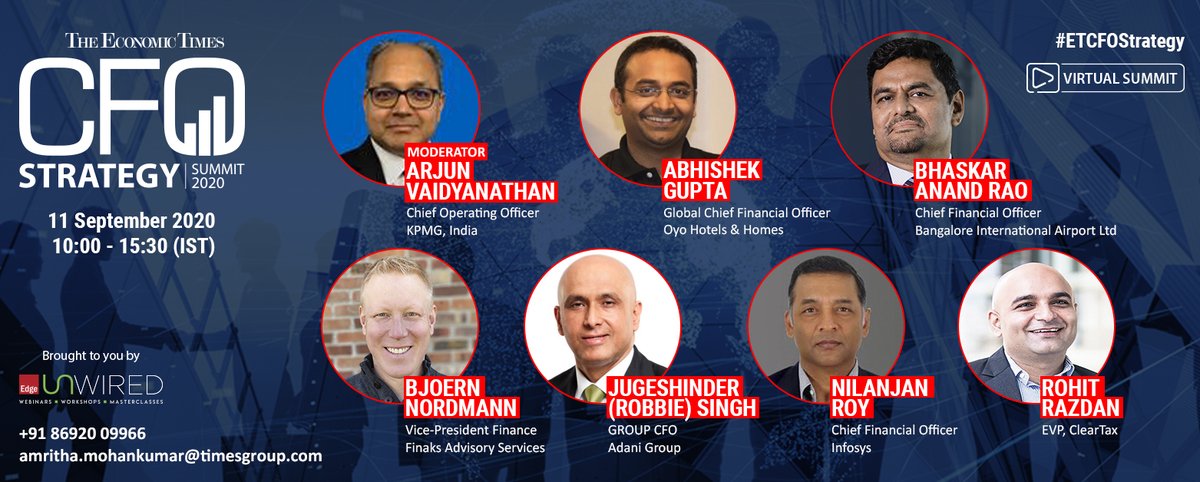 ET_Edge's tweet photo. #ETCFOStrategy #ETUwired | How to drive results in dynamic times? Get answers to all your questions as we present to you an eclectic panel only at The Economic Times CFO Strategy Summit 2020. Join us on September 11, 2020.
Register now - https://t.co/4MCF1j8ZDV https://t.co/fWXvFYrciU