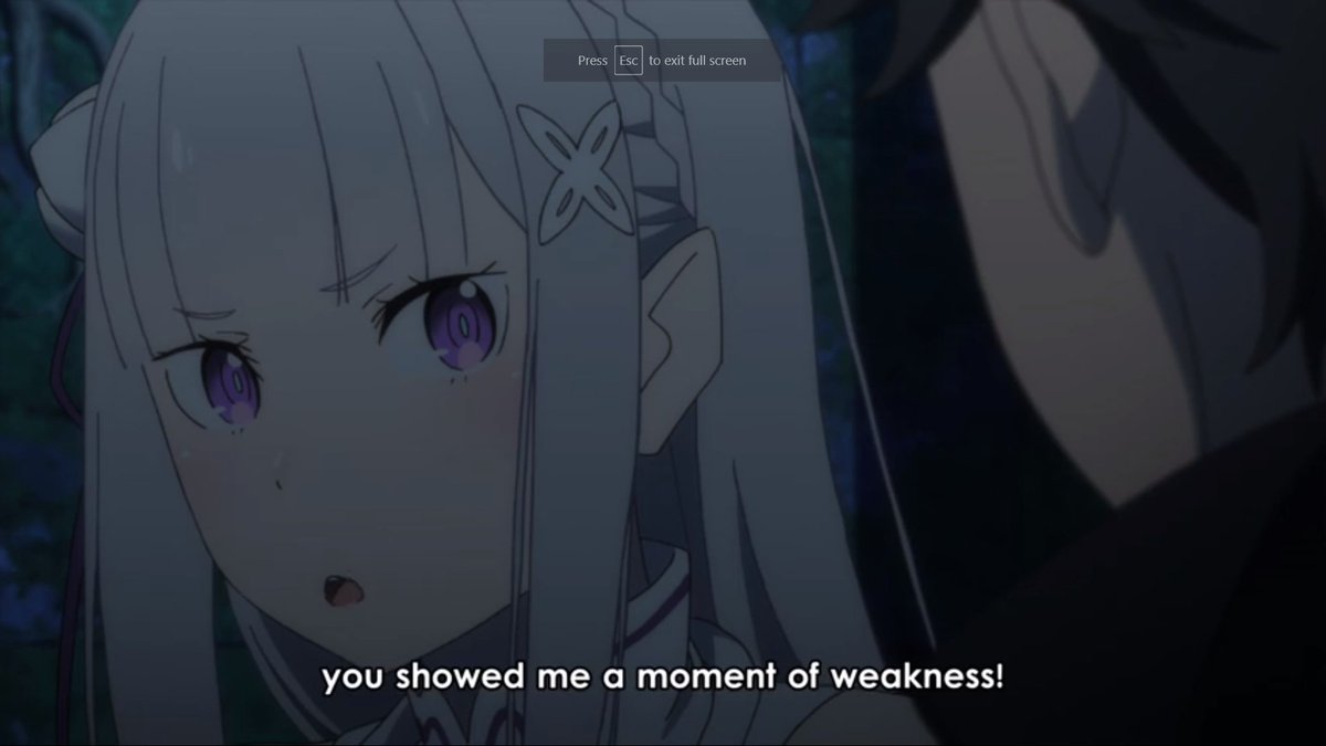 Emilia says she won't hate Subaru for his weakness because she herself is very knowledgeable of how that strength is also a mask to hide the weakness. She can't hate him for his weakness because she also hides that same weakness. Remember Melakuera saying her existence is a sin?