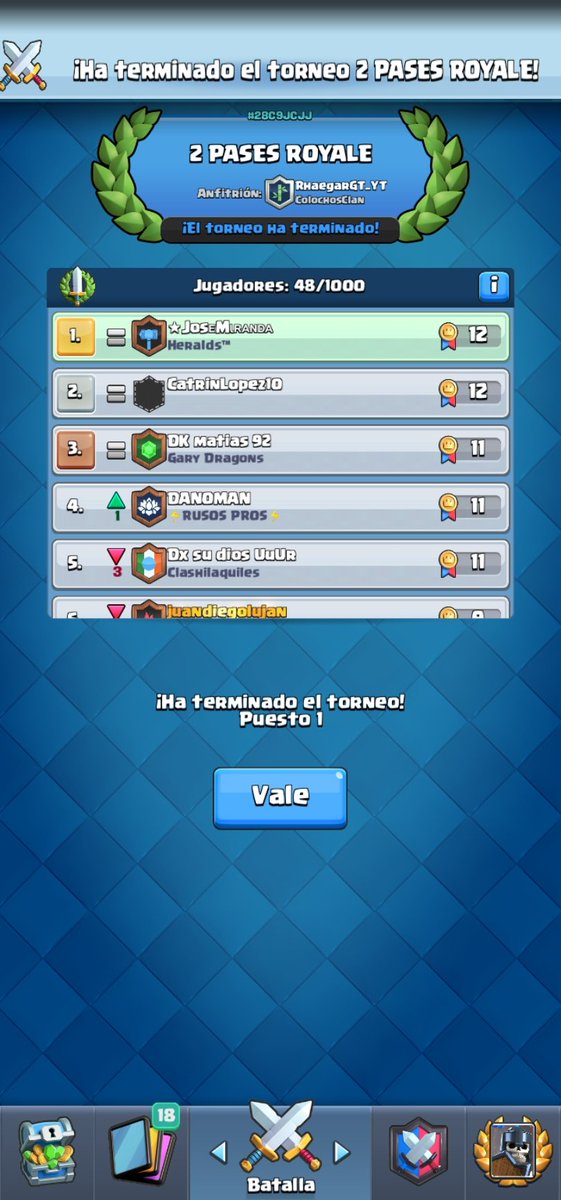JoseMir62007358's tweet photo. Muchas gracias a @RhaegarGT  y @ReinadelMal_22  por el pass royale 🥰 https://t.co/SbXAp4BZ7s