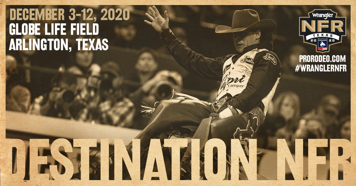 LasVegasNFR's tweet photo. The Wrangler National Finals Rodeo is moving to Texas! This December Arlington’s Globe Life Field, home of the Texas Rangers, will host the Wrangler NFR 2020 – the first non-baseball event at this extraordinary park. 

For the full update visit https://t.co/ooLK9EyaDU. https://t.co/H33BF7kKaJ