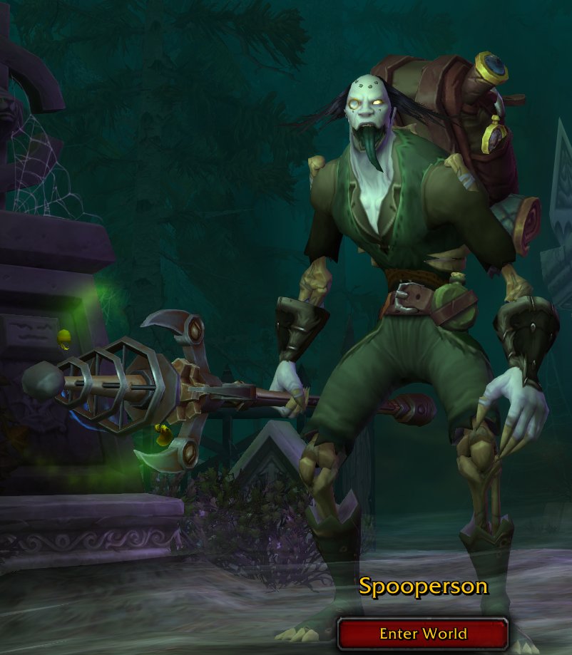 Professor Spooperson (or P.Spoops for short)Sylvanas LOYALIST ForsakenThis crazy bastard is a friend of Atticus, and they often discuss the blight and plague together when they meet up.He used to teach alch in UC, prob had a hand in blowing it up.