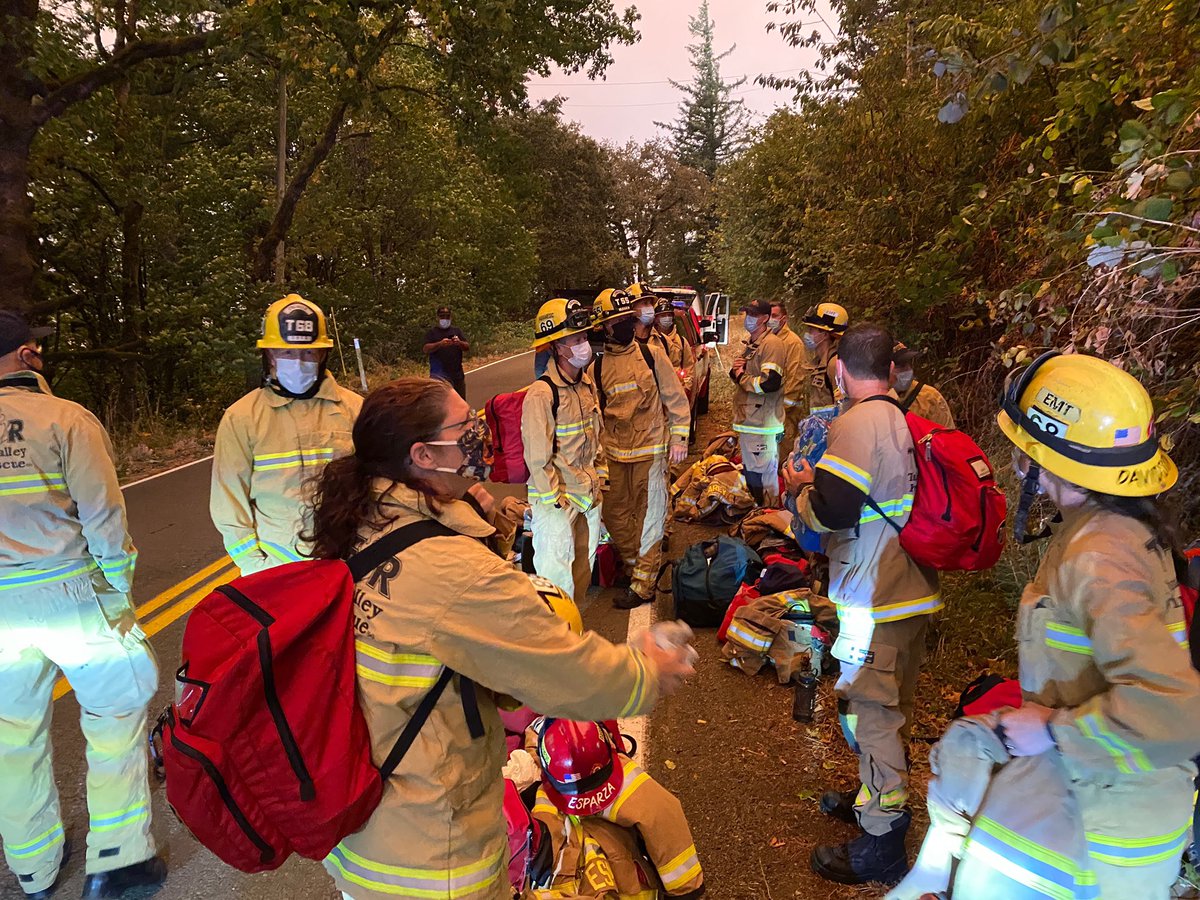 TVFR's tweet photo. We would like to thank @trimet for safely transporting relief crews to the scene of the Chehalem Mountain-Bald Peak Wildfire this morning. https://t.co/VSo5aWcK6n
