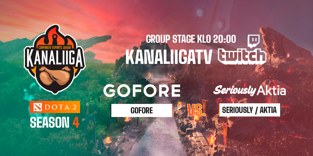 #Kanaliiga'TV:n illan viihteestä vastaa tänään #Dota2 <a href="/GoforeGroup/">Gofore</a> vs <a href="/seriouslyhq/">Seriously</a> / <a href="/aktiabank/">Aktia</a> !

🕰️ 20:00
📺 KanaliigaTV twitch.tv/KanaliigaTV
🎙️ Jere 'Shaedar' Ketonen
#eurheilu #esports #esportsfi #Dota2fi