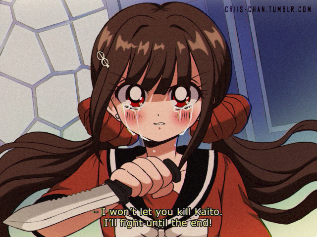Cruuuuuuus's tweet photo. Danganronpa but it's 90's anime ✨✨ https://t.co/T8sUVDutIF
