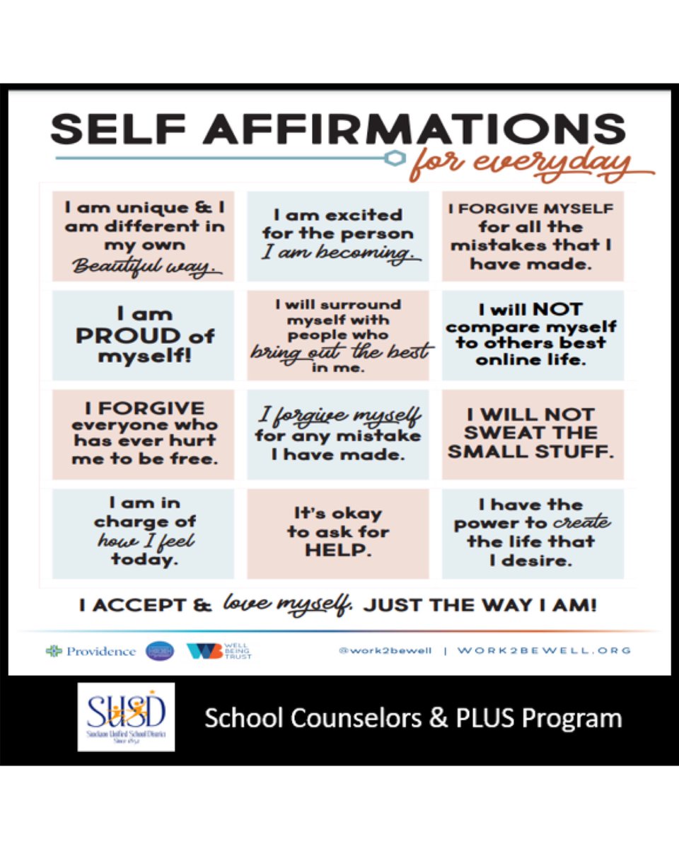 StocktonUnified's tweet photo. This week is National Suicide Prevention Week. Today’s Wellness Challenge: Create an Emotional First-aid Kit and post it using #SUSDCounselors and #PLUSTalks!
Reach out for help and practice self-care. There are many resources available to help, including your school counselor. https://t.co/gKtqCMmZuU