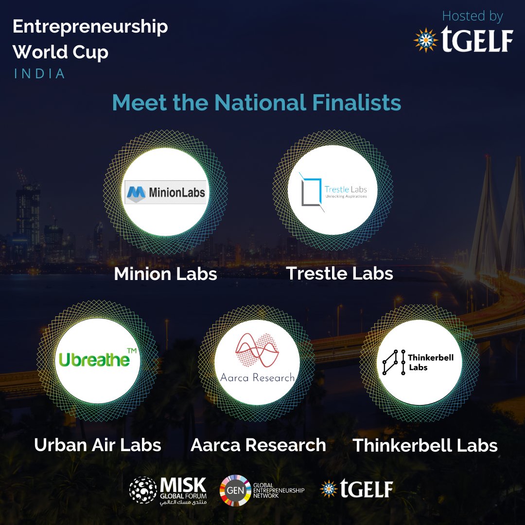 tGELF's tweet photo. Meet the 10 National Finalists selected out of more than 37 000 applicants to compete at the #EWCIndia National Final 2020! #EntrepreneurshipWorldCup
@Nanospan_Inc @TeamSignzy @minionlabss @TrestleLabs @aarcaresearch @thinkerbelllabs
@MiskGlobalForum
@unleashingideas https://t.co/j6ZMuId0EG