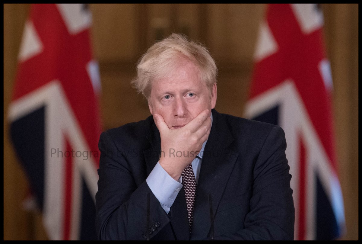 Photo du Jour: Prime Minister <a href="/BorisJohnson/">Boris Johnson</a> holds a news conference at 10 Downing St in London today to announce new Covid restrictions. By Stefan Rousseau/PA