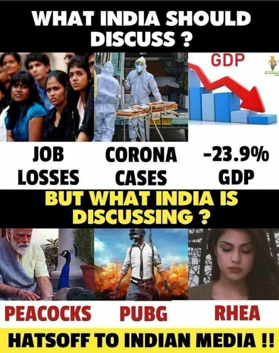 #NoMoreBJP No media is talking about such serious topics such as rape cases, unemployment, gdp, crash, corona cases, job losses,  but they are talking about nonsense, why? Shameful!!
#unemployedGraduates 
<a href="/PMOIndia/">PMO India</a> <a href="/dhruv_rathee/">Dhruv Rathee</a>