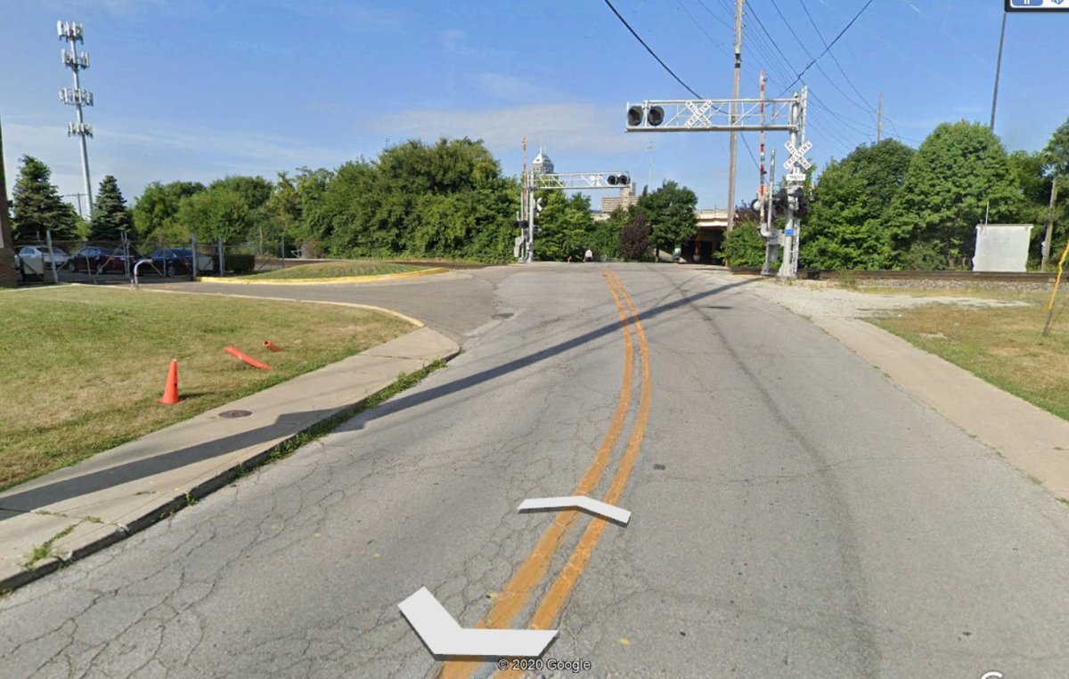 Of course the orange cones to the south are damaged from cars launching over the hill.