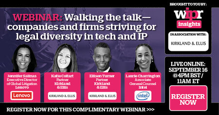 WorldIPReview's tweet photo. #Diversity webinar: Walking the talk - companies and firms striving for legal diversity in tech and IP - Live online Wednesday, September 16, 11am ET/4pm BST.  Join speakers from @Kirkland_Ellis, @Lenovo and @intel for this complimentary webinar: https://t.co/TBznnfW9mm #IP #law https://t.co/23dARcP4CB