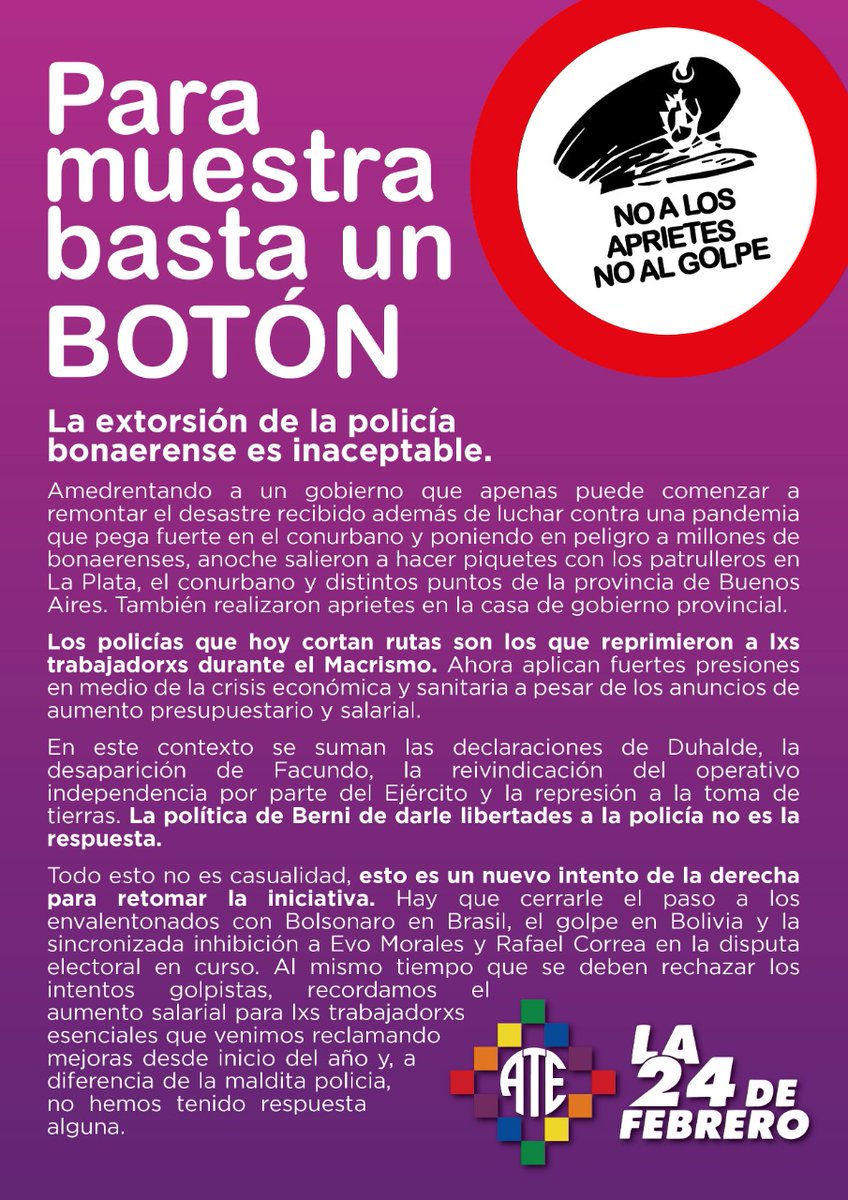 La24F's tweet photo. Los policiías que hoy cortan rutas son los que reprimieron a lxs trabajadorxs durante el Macrismo! https://t.co/ijTrKTcLCS
