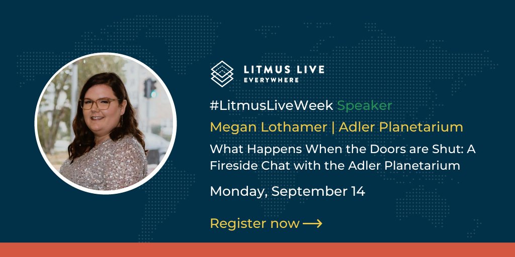 meganlothamer's tweet photo. So very pumped to announce that I was asked to be a speaker for @litmusapp's #LitmusLiveWeek to talk about email strategy for @AdlerPlanet while the museum doors are closed. If you wanna see yours truly geek out about email 🤓📩, register here: https://t.co/OKCNczxUWm https://t.co/eRNffxNZD3
