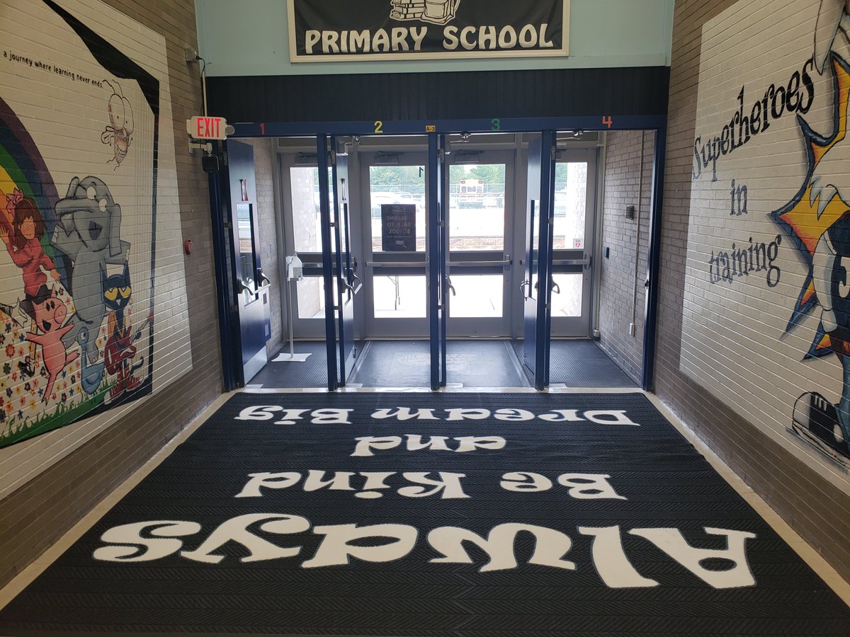 jmprimary's tweet photo. New entry mats to welcome and inspire the kids when they get back! #shinebrightedison #jmproud https://t.co/ptZCO2DUdv