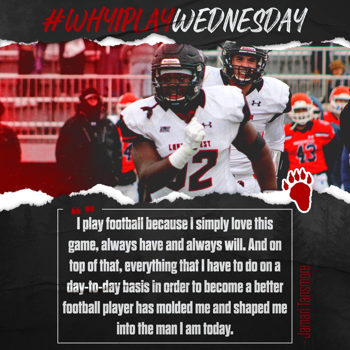 LFC_FOOTBALL's tweet photo. Read why Football is important to Junior Defensive Lineman and Team Captain Jamari Tansmore #WhyIPlayWednesday #ForesterFamily #ForestFreak #RockStandard #GoForesters https://t.co/wdnuKIL7Ff