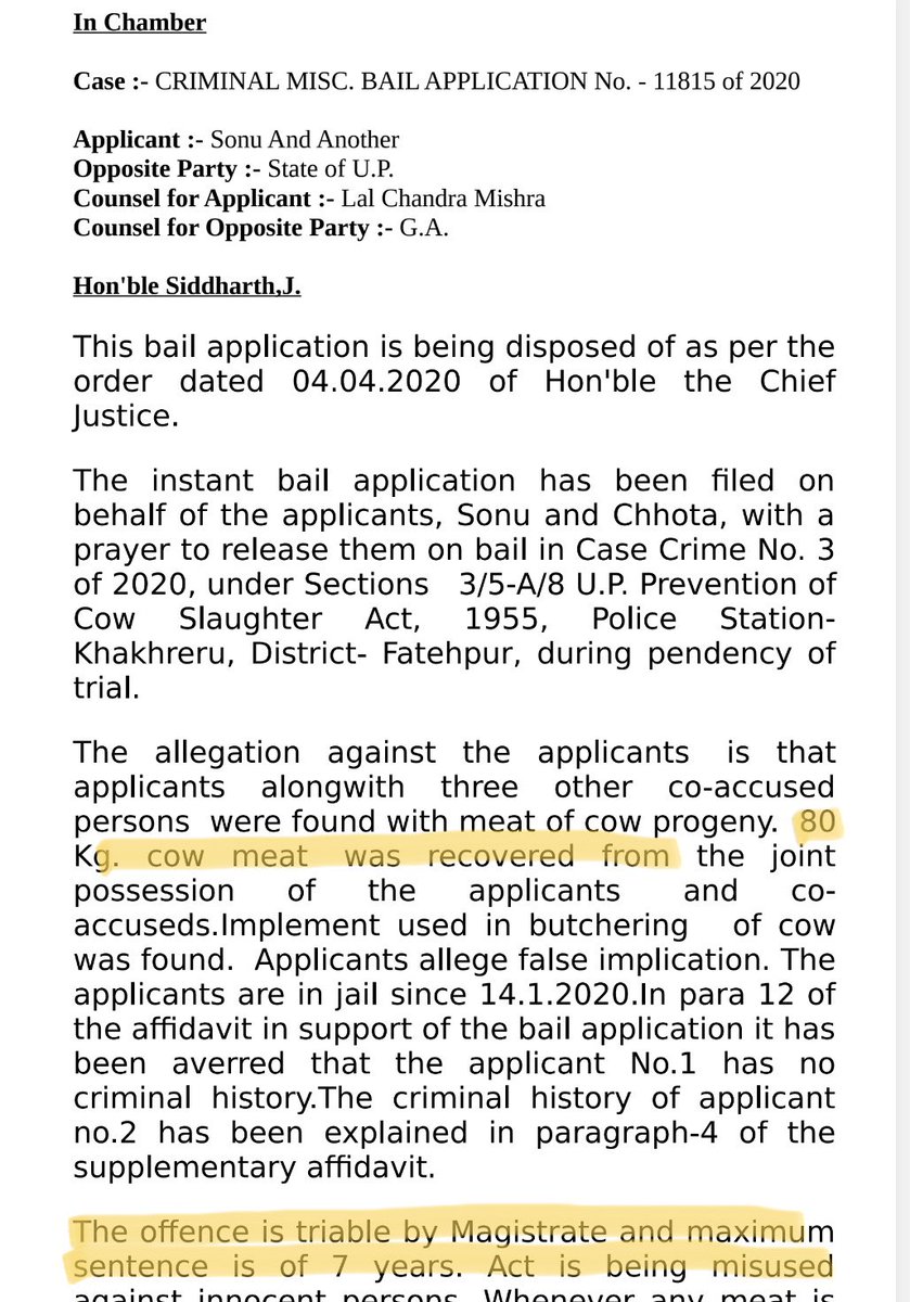 I am giving 8 such bail orders below. The clip on the right in each case is the submission. Same to same in all cases. I hv marked first and last line in yellow. I showed the documents to a Delhi HC lawyer. He said it shows the counsels are working in tandem1.