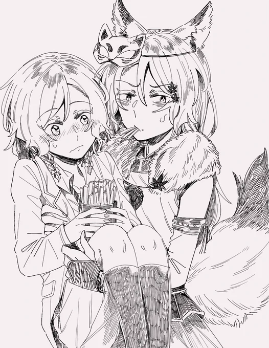 ポテトをお供えしたら契約成立しました🦊🐣(さよひな) 