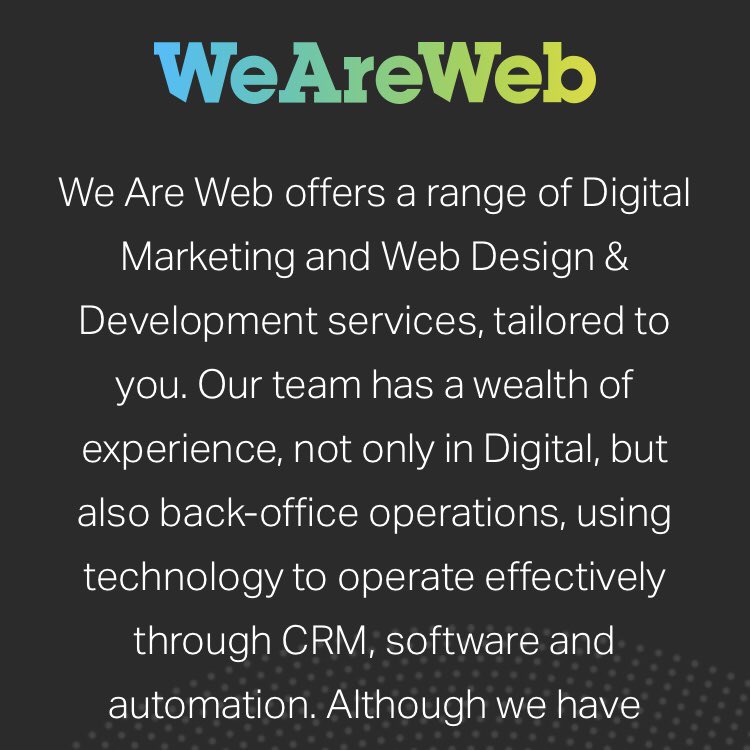 weareweb's tweet photo. Our new website is live!

It is, if we may say so ourselves, looking rather tasty!

Check it out at https://t.co/B8679sudXG https://t.co/R7LMExQFRz