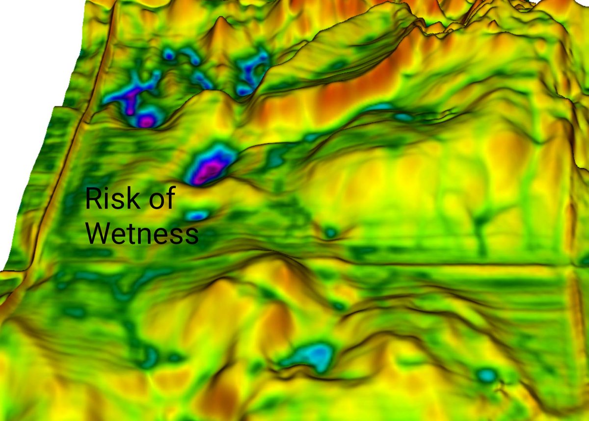 michaeldunnCCA's tweet photo. How important is #SurfaceFlow modeling in zone creation?

Risk of Wetness, which is a form of surface flow modeling, classifies areas of water collection and shedding.

Note how much more detailed this is compared to the colorized elevation map.

Height exaggerated x2 https://t.co/DVRgrWQEEL