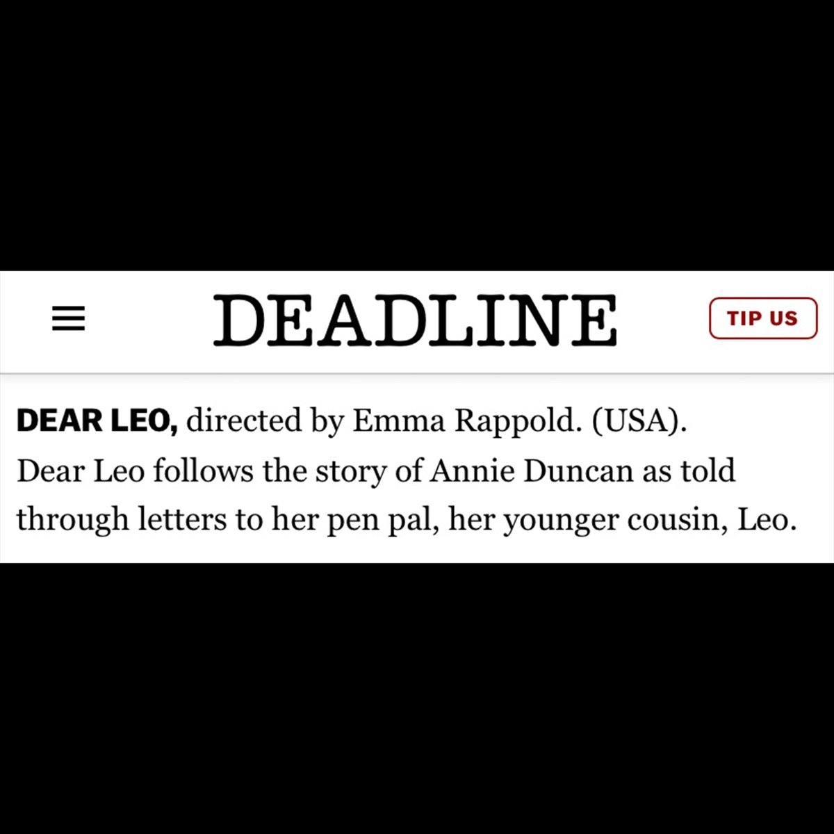 EmmaRappold's tweet photo. First mention in a Deadline article :,) 

Thanks to my amazing friend @jillisyoung and the entire @dearleofilm team for making this happen!! https://t.co/N1xfUOGKqh